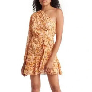 Lush One Shoulder Sleeve Floral Dress